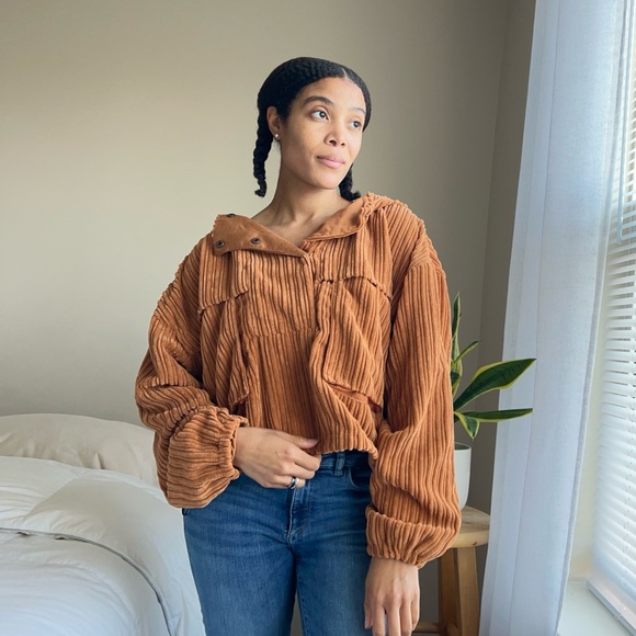 Free People FP MOVEMENT Bring The Heat Corded Corduroy Pullover Top XS - Picture 1 of 11